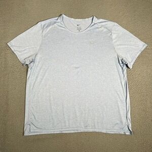 Nike Shirt Mens XXL Blue Running Training Fitness Performance Stretch Casual